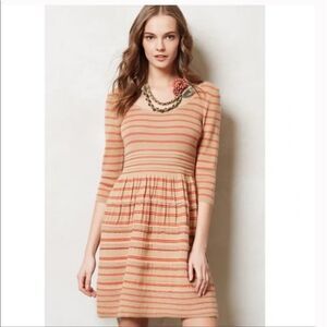 Anthropologie Striped Orange and Cream Dress